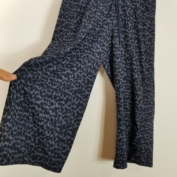 Athleta Women Avenue Printed Wide Leg Crop Pants Sz 4 Allure Navy - Picture 3 of 7